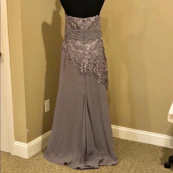Grey Embellished Strapless Gown, Matching Bolero - Picture 6 of 10